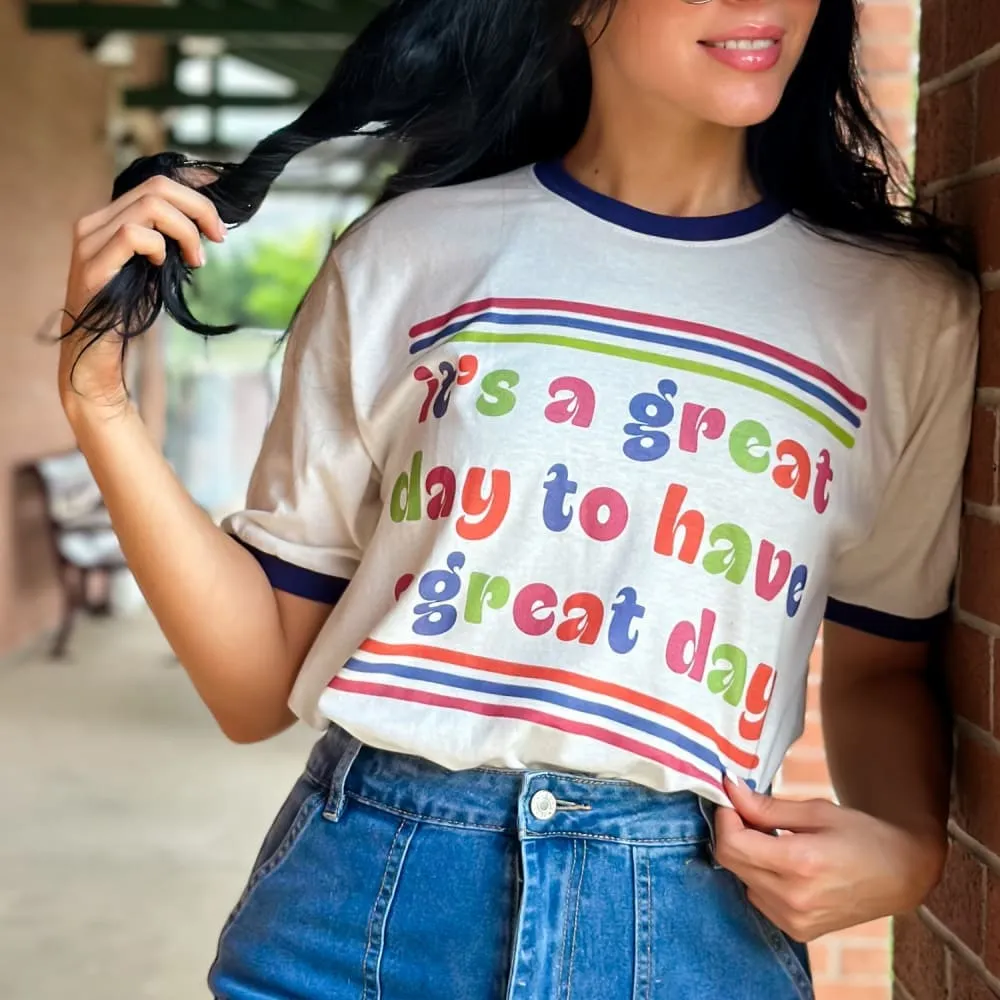 Sport Flex Fit Classic Comfort It's A Great Day Ringer Tee