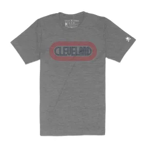 Cleveland Track, Grey - Mens/Unisex Crew T-Shirt Roomy Comfort DropShoulderDesign