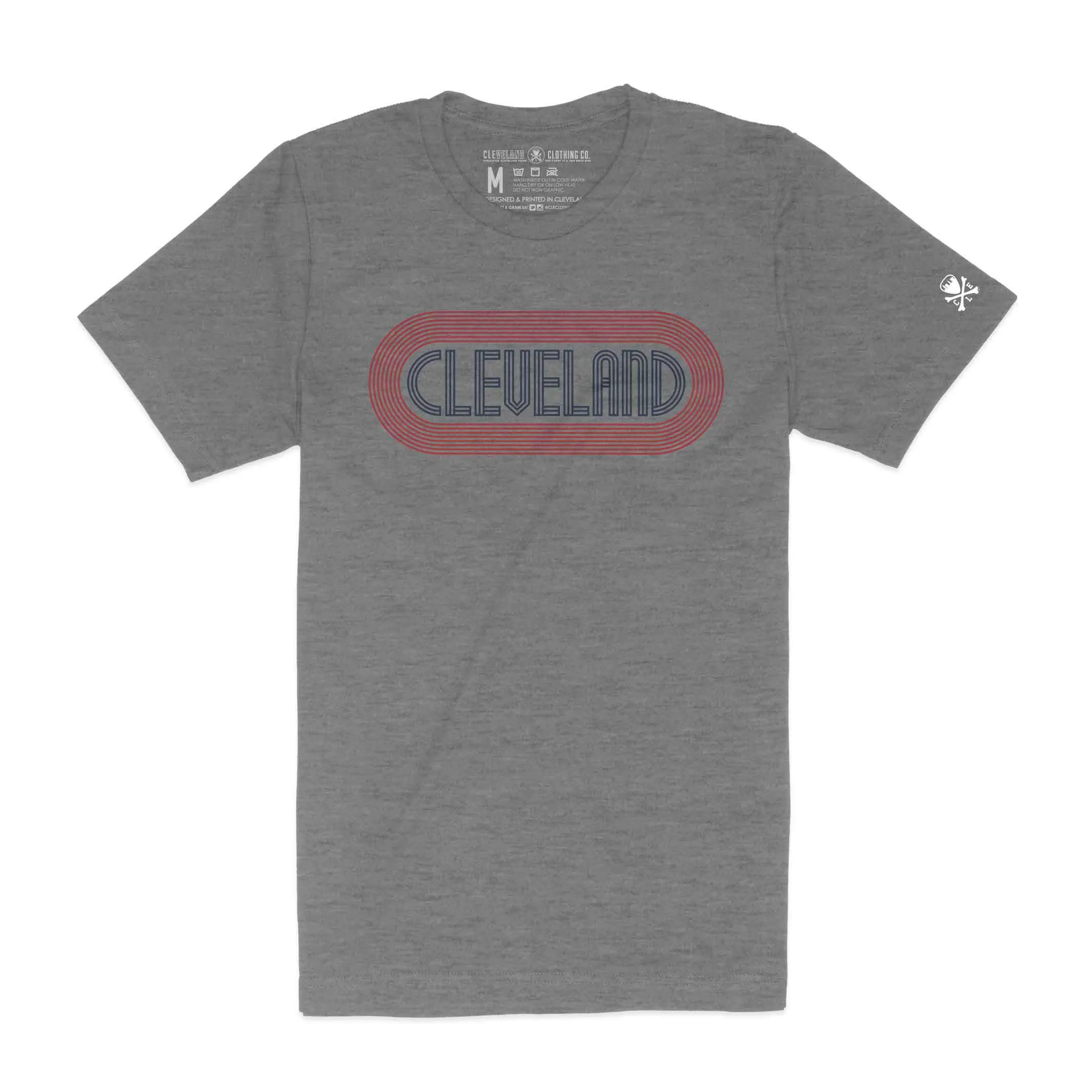 Cleveland Track, Grey - Mens/Unisex Crew T-Shirt Roomy Comfort DropShoulderDesign