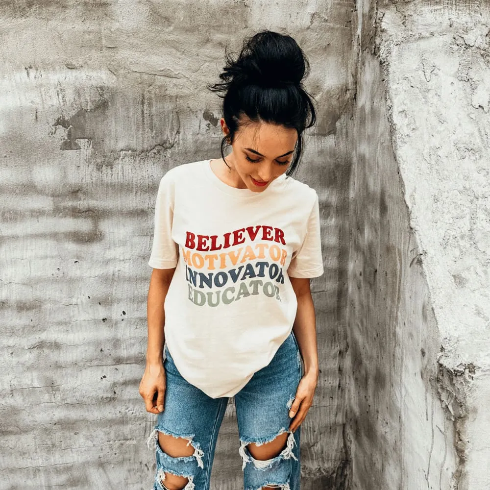 Cozy Stretch Flexible Shoulder Seams Educator Tee