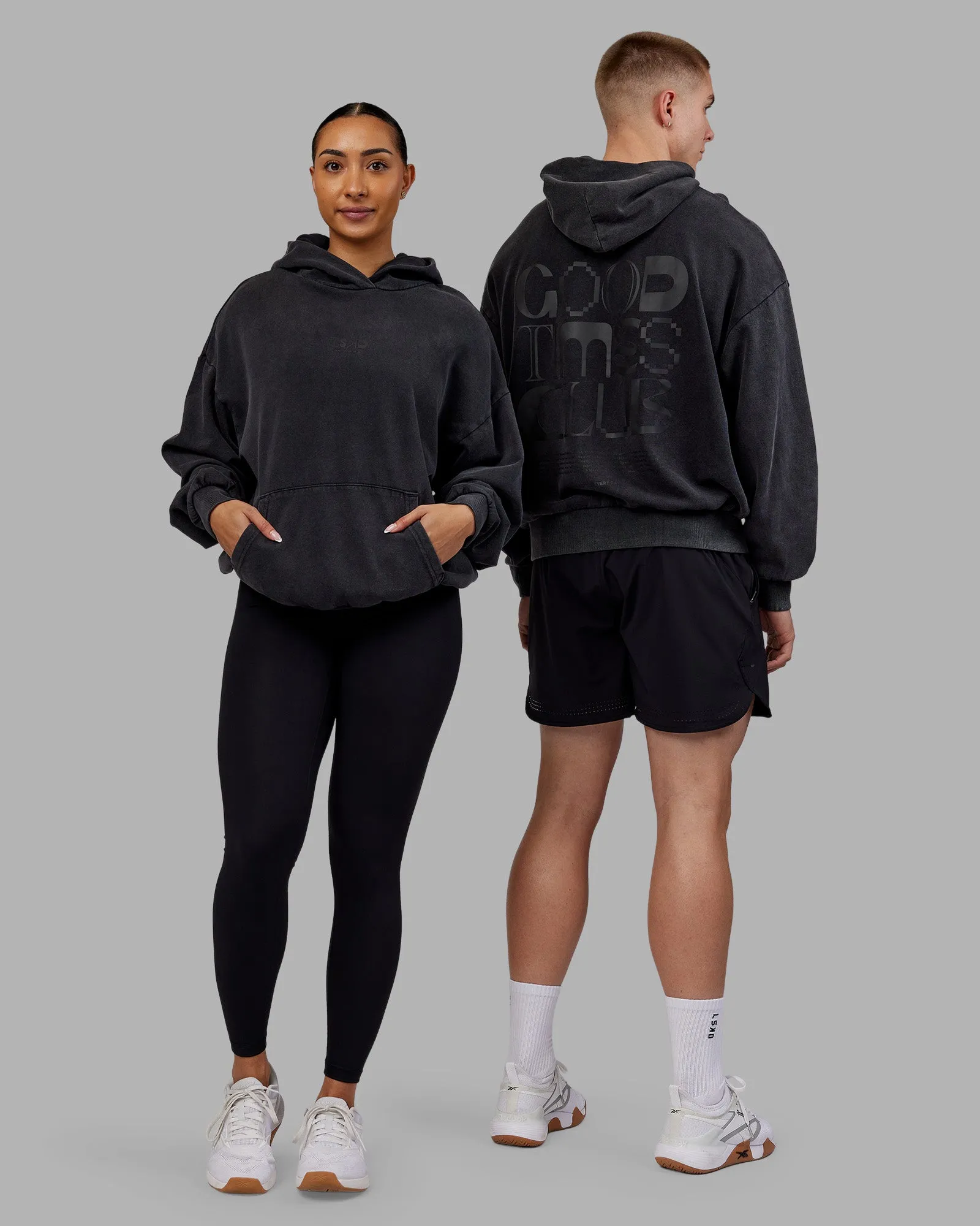 Variation Washed Oversized Hoodie - Black-Black anniversary wear