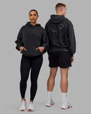 Comfortable Fashion Variation Washed Oversized Hoodie - Black-Black