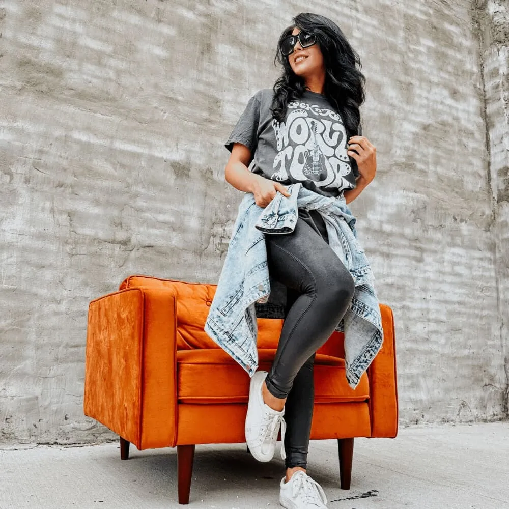 Stretchable Fabric Antibacterial Treatment Rock n' Roll World Tour Tee