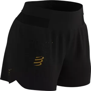 Anti Static Material button-down look Compressport Performance Womens Running Shorts - Black
