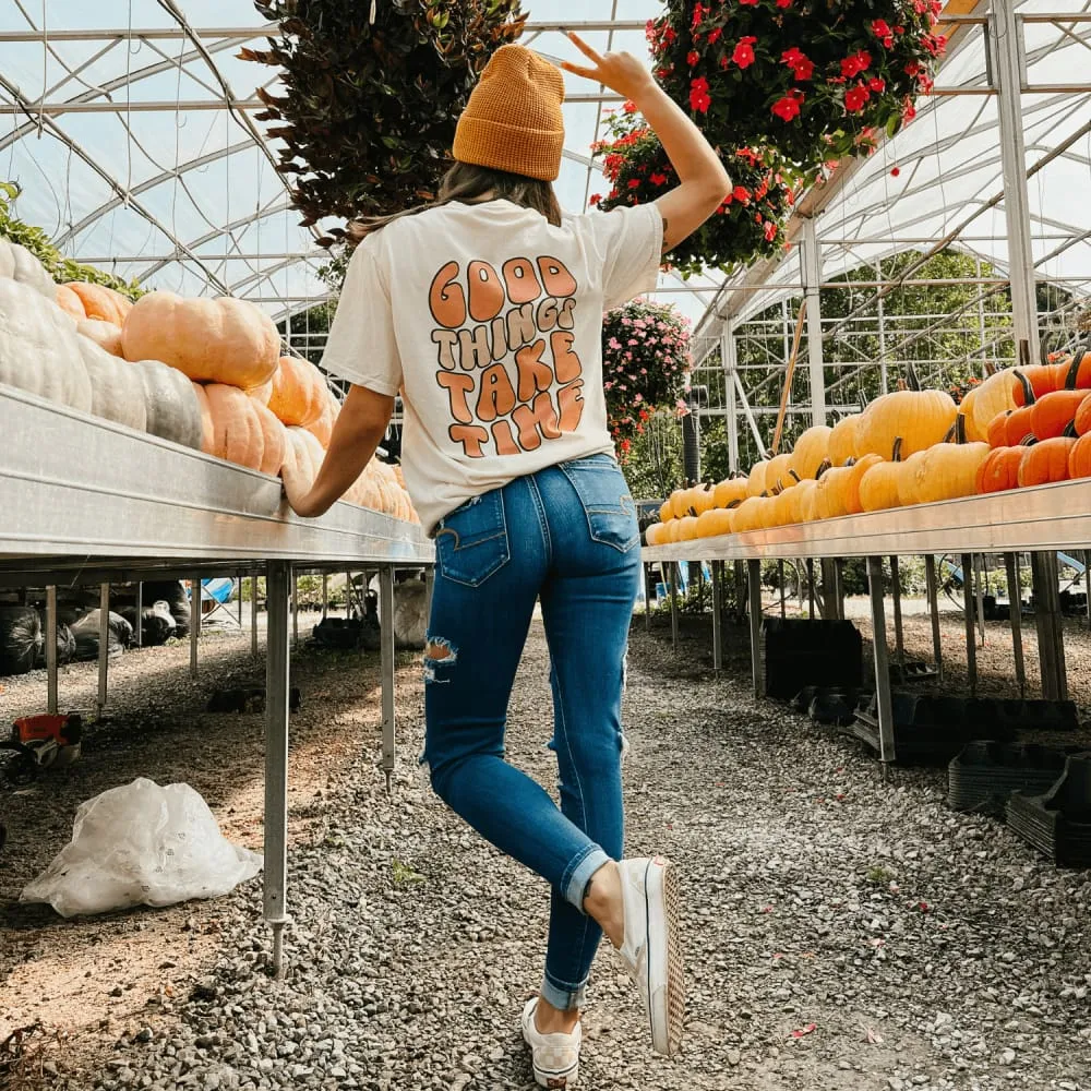 Urban Comfort Boat Neck Good Things Take Time Tee