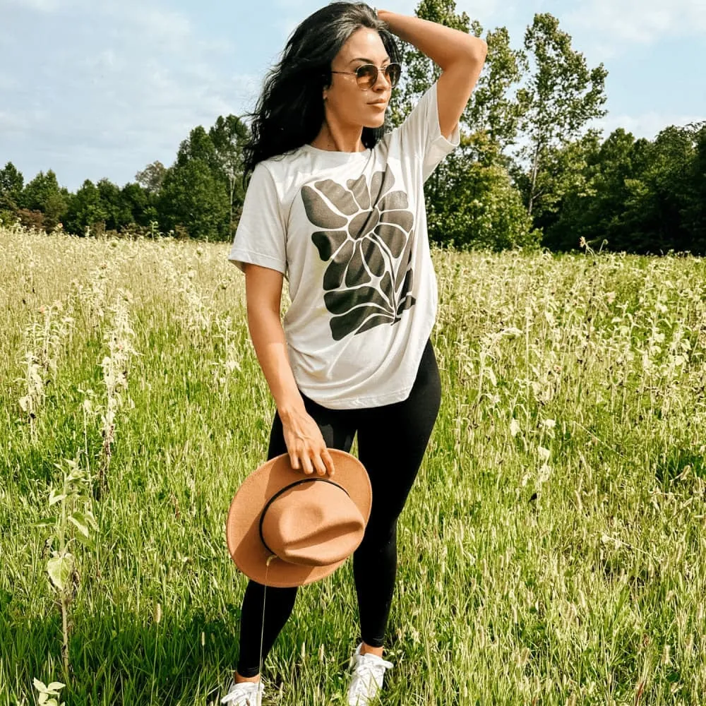 Black Retro Flower Tee No Shrink Technology