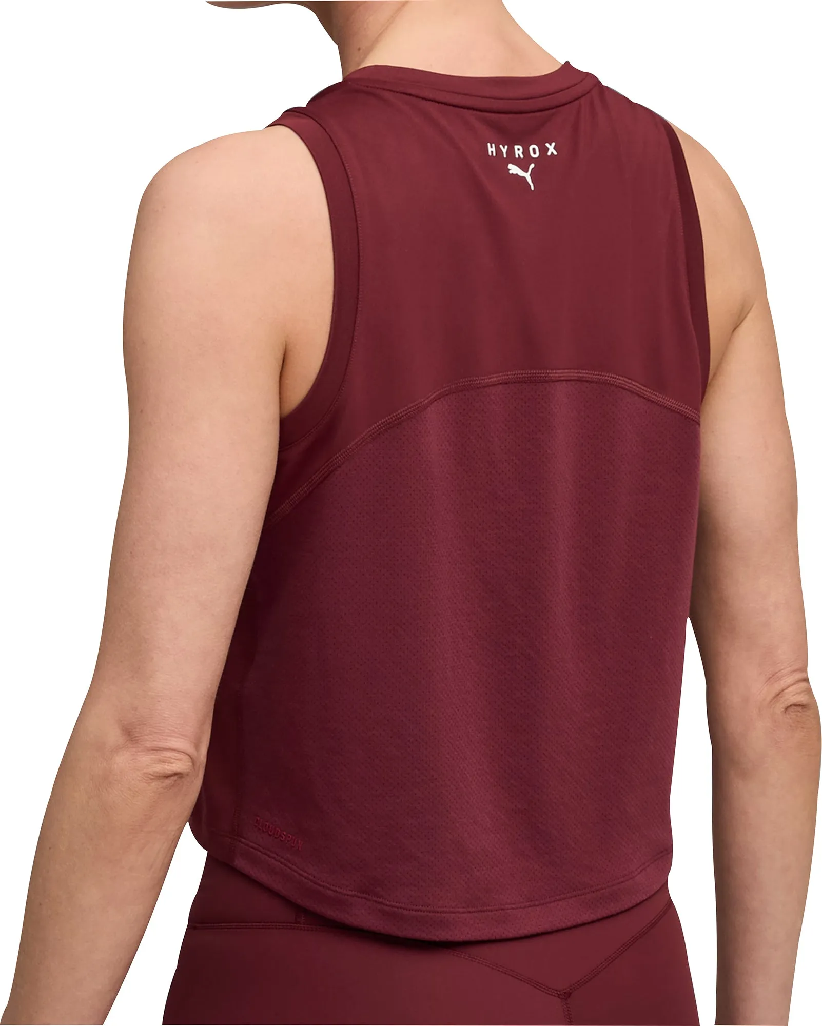 Puma X HYROX Cloudspun ThermoAdapt Womens Training Crop Top - Red Tagless Neckline All Comfort