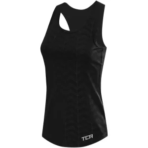 Non Slip Inner Layer High End TCA Impulse Printed Racerback Womens Running Vest Tank Top - Black