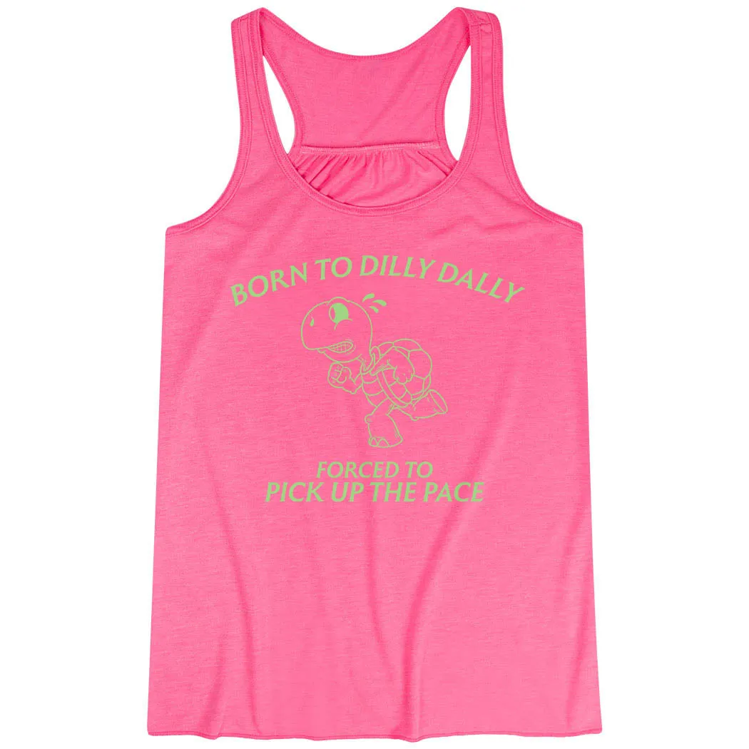Drop Shoulder Cut Benefit - maximizing Flowy Racerback Tank Top - Born to Dilly Dally