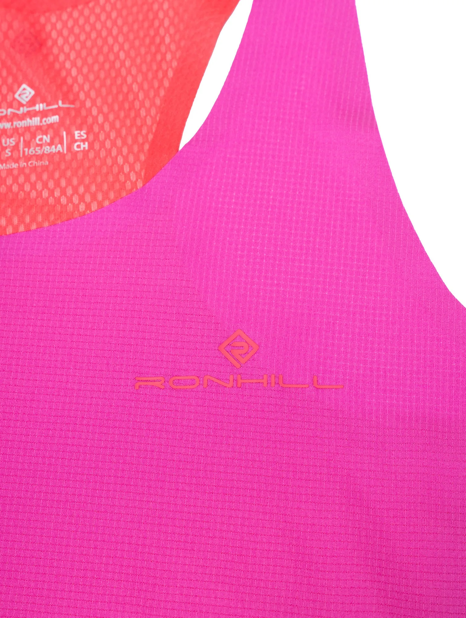 Soft Inner Lining Elastic Free Comfort Trim Ronhill Tech Race Womens Running Vest Tank Top - Pink