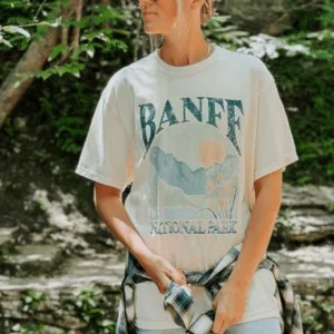 Animal print wildness Breathable Mesh Panels Banff National Park Tee