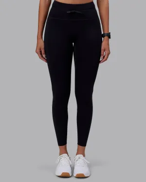 Effortless Drawstring Ultra High-Rise Full Length Legging Pockets - Black Compression Fit