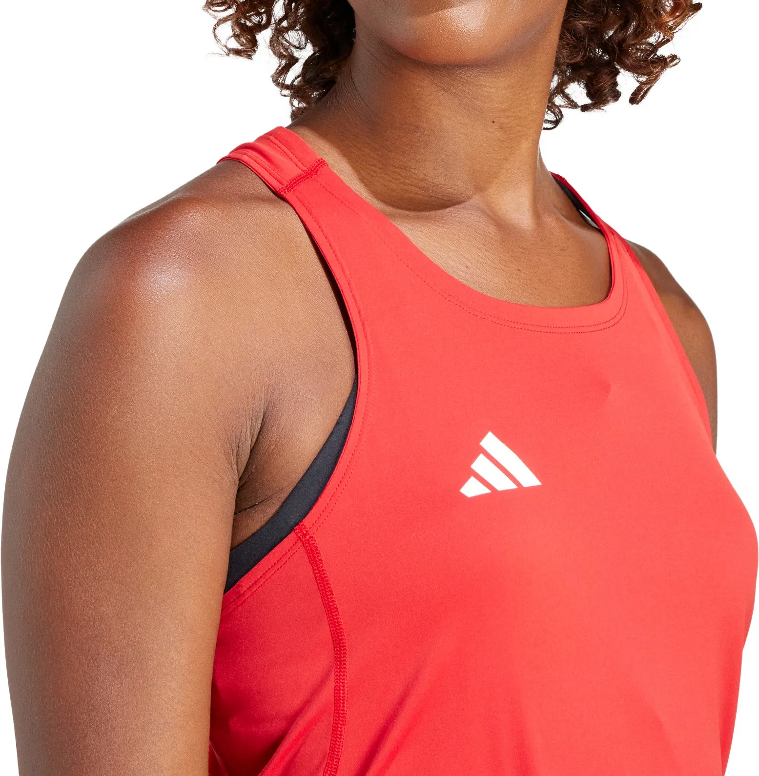 adidas Adizero Essentials Womens Running Vest Tank Top - Red Ribbed Edging Flexible
