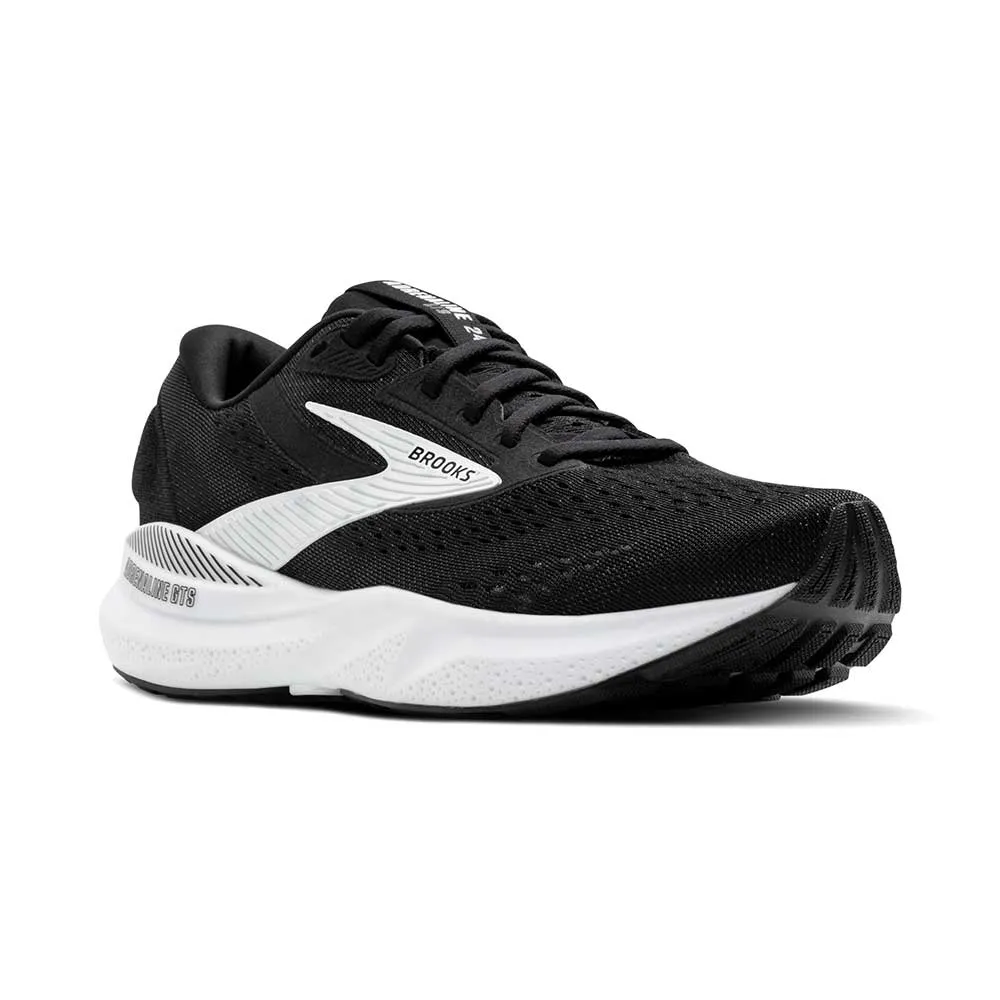 running clubs Women's Adrenaline GTS 24 Running Shoe - Black/White - Wide (D)
