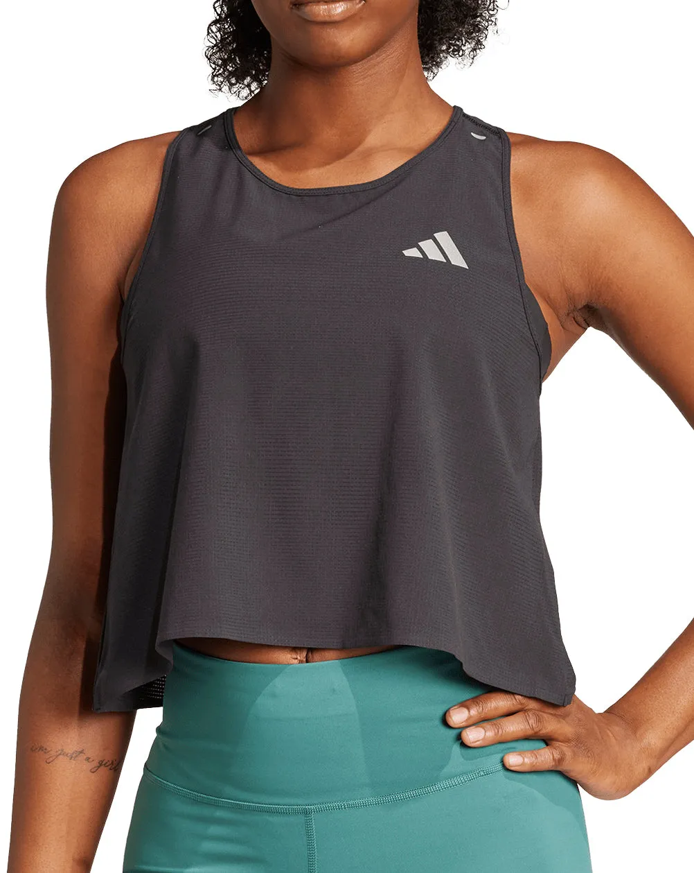 UV Protection Fabric industrial workers adidas ADI365 ClimaCool  Womens Running Crop Top - Black