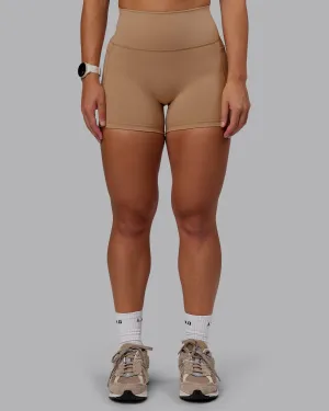 Fusion Ultra High-Rise 4" Short Pockets - Warm Smoke Casual Fit Wear Sport Look