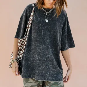 Lainey Oversized Tee - Washed Black Fuzz Free Surface Fashionable Piece