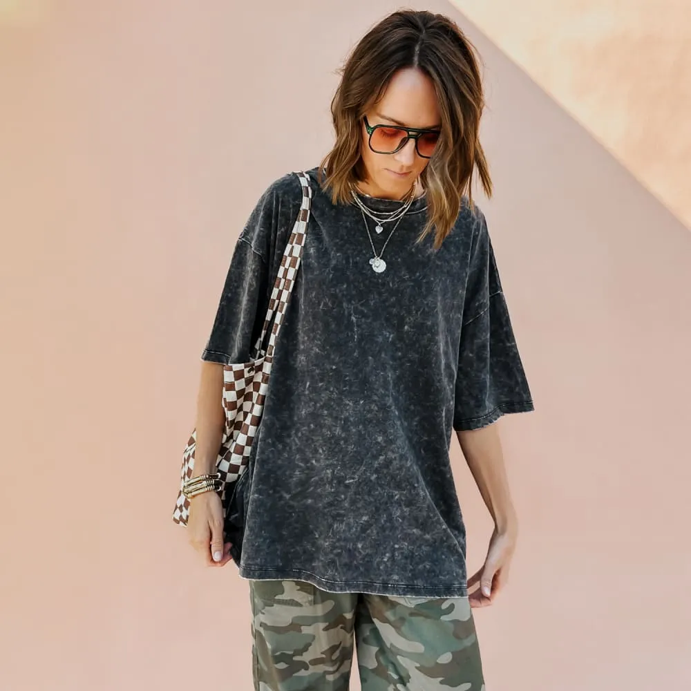 Cozy Fit Design Chill Vibes Lainey Oversized Tee - Washed Black