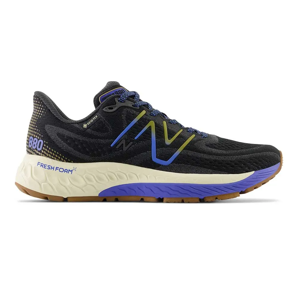 Women's Fresh Foam X 880 V13 Gore-Tex? Running Shoe - Black/Marine Blue- Regular (B) Propulsion Plate Technology Microfiber Lace Loops