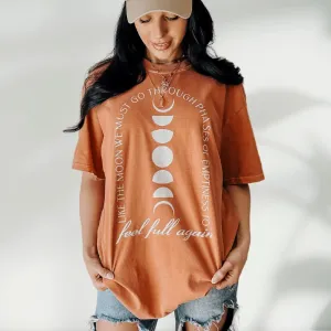 Smooth Neckline Fresh Style Trend Phases of the Moon Tee