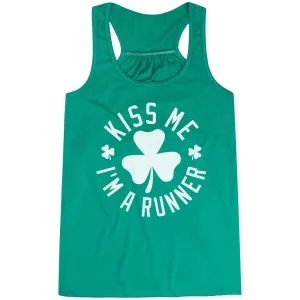 strong armor Upgradeable Running Flowy Racerback Tank Top - Kiss Me I am a Runner Shamrock