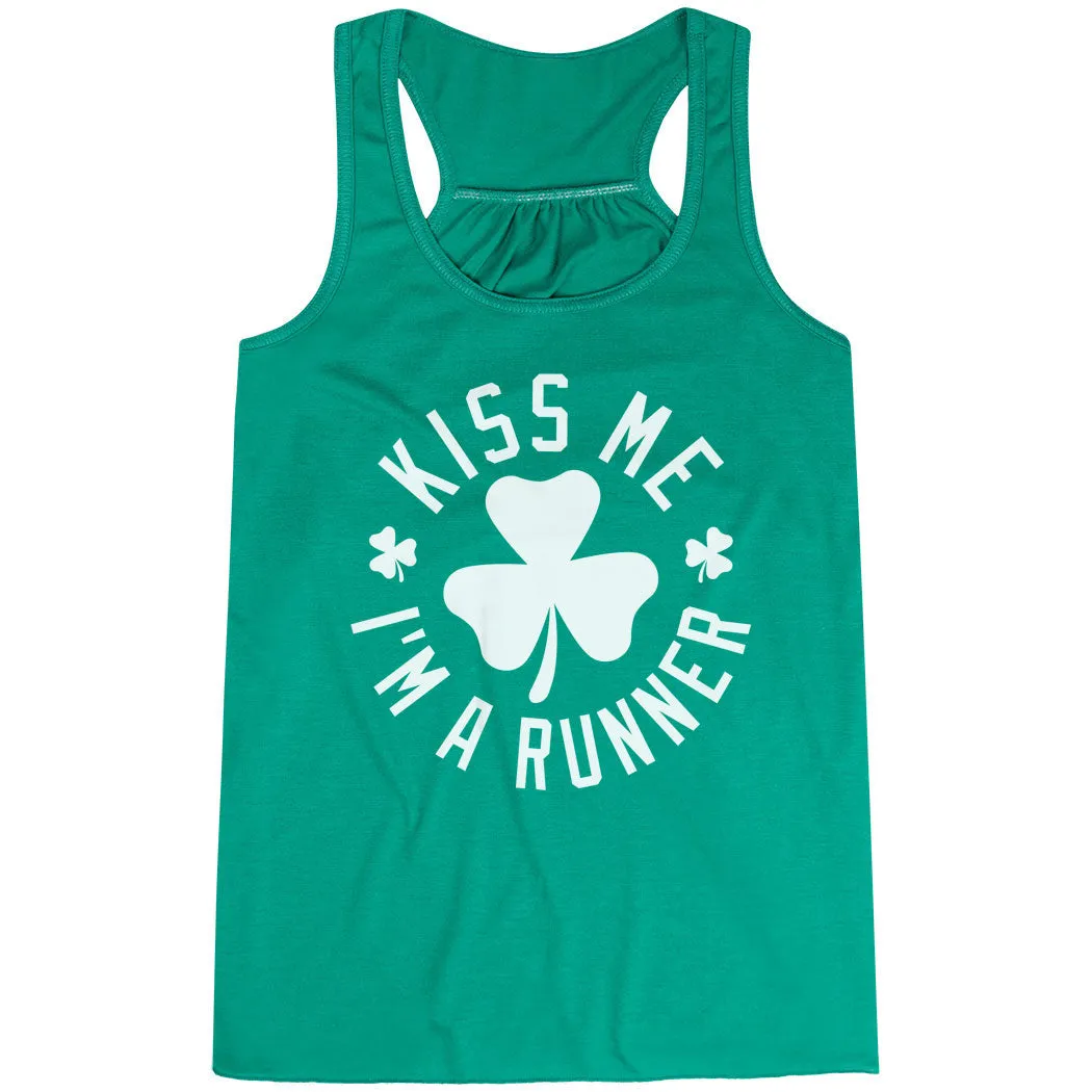 strong armor Upgradeable Running Flowy Racerback Tank Top - Kiss Me I am a Runner Shamrock