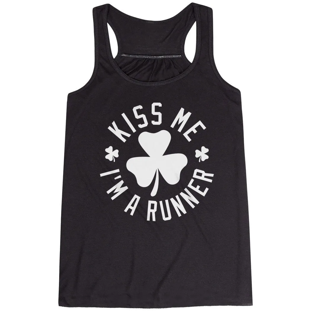 Exhibition - worthy Running Flowy Racerback Tank Top - Kiss Me I am a Runner Shamrock