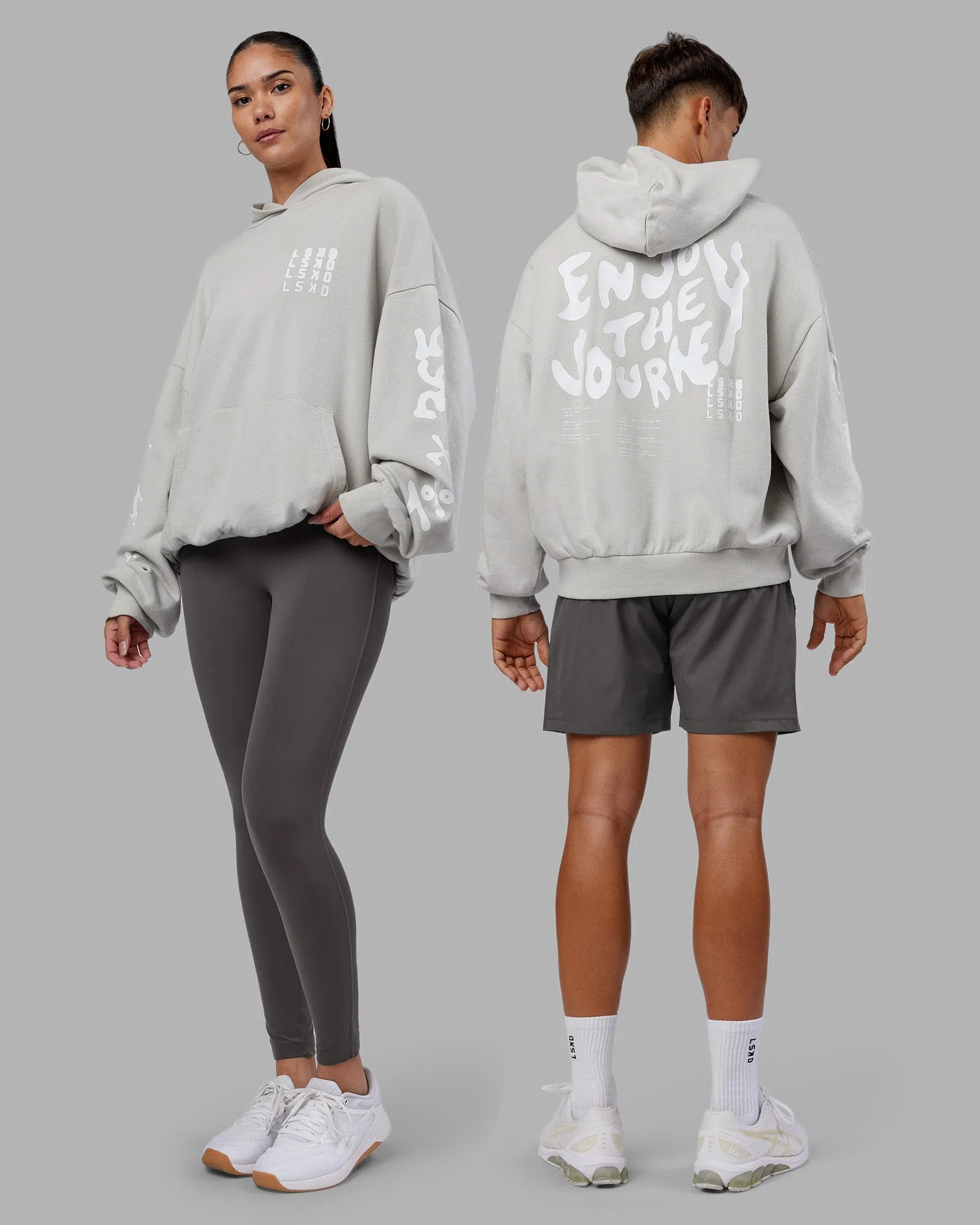 Journey Washed Unisex Oversize Hoodie - Digital Mist-White product weekend wear comfort