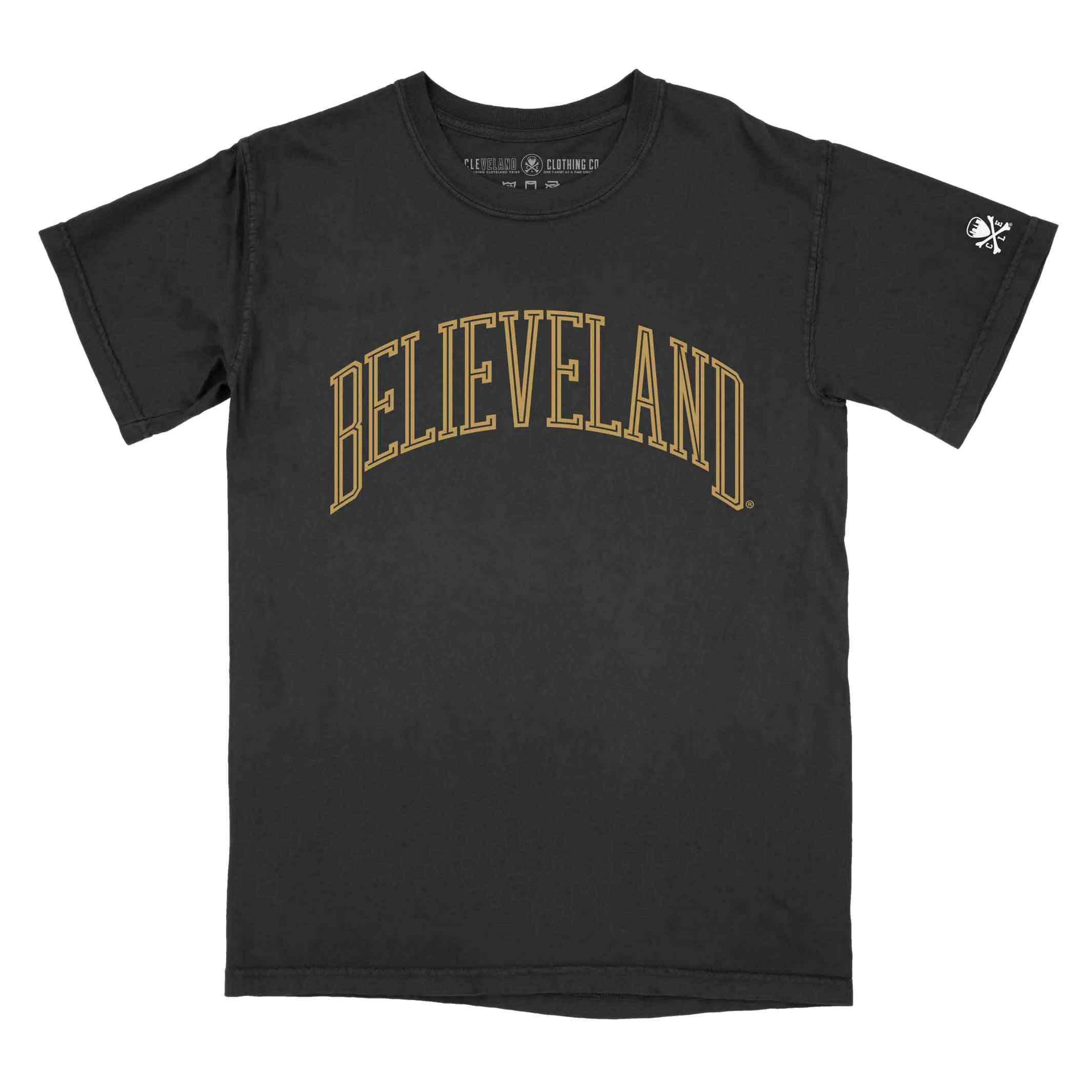 Bold colors Believeland Arch - Black/Gold - Mens/Unisex Crew T-Shirt