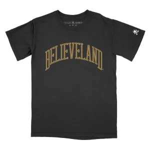 Believeland Arch - Black/Gold - Mens/Unisex Crew T-Shirt Classic Comfort Style