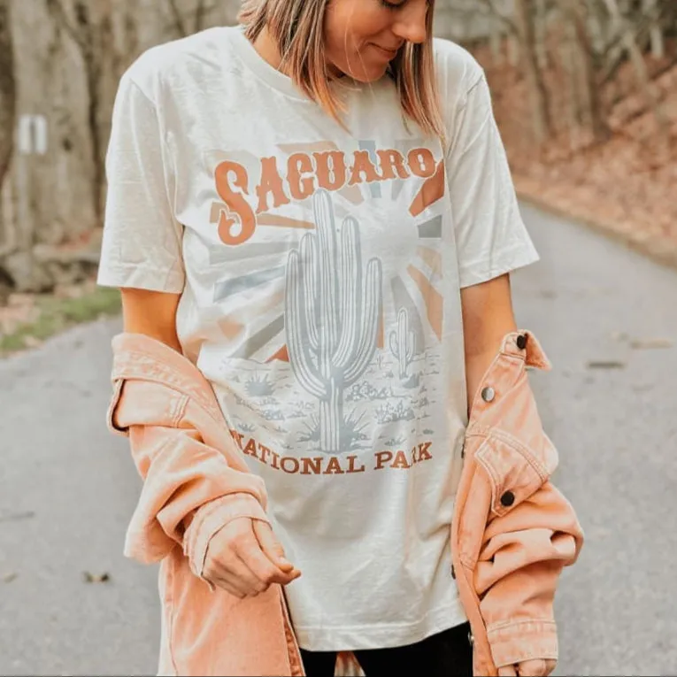 casual top Layered Look Saguaro National Park Tee