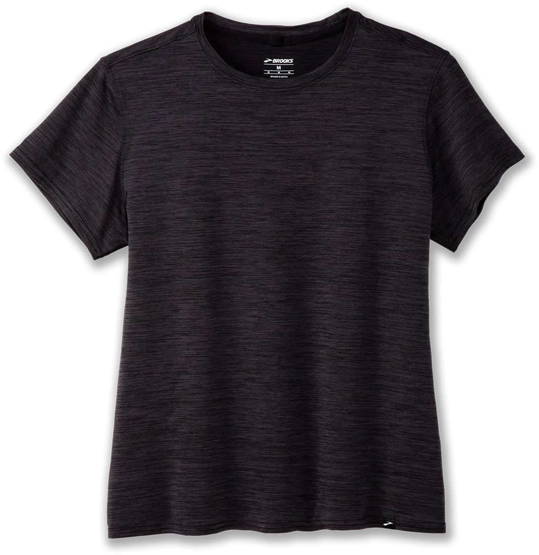 Women??s Luxe Short Sleeve (009 - Heather Deep Black) Stretch Fit