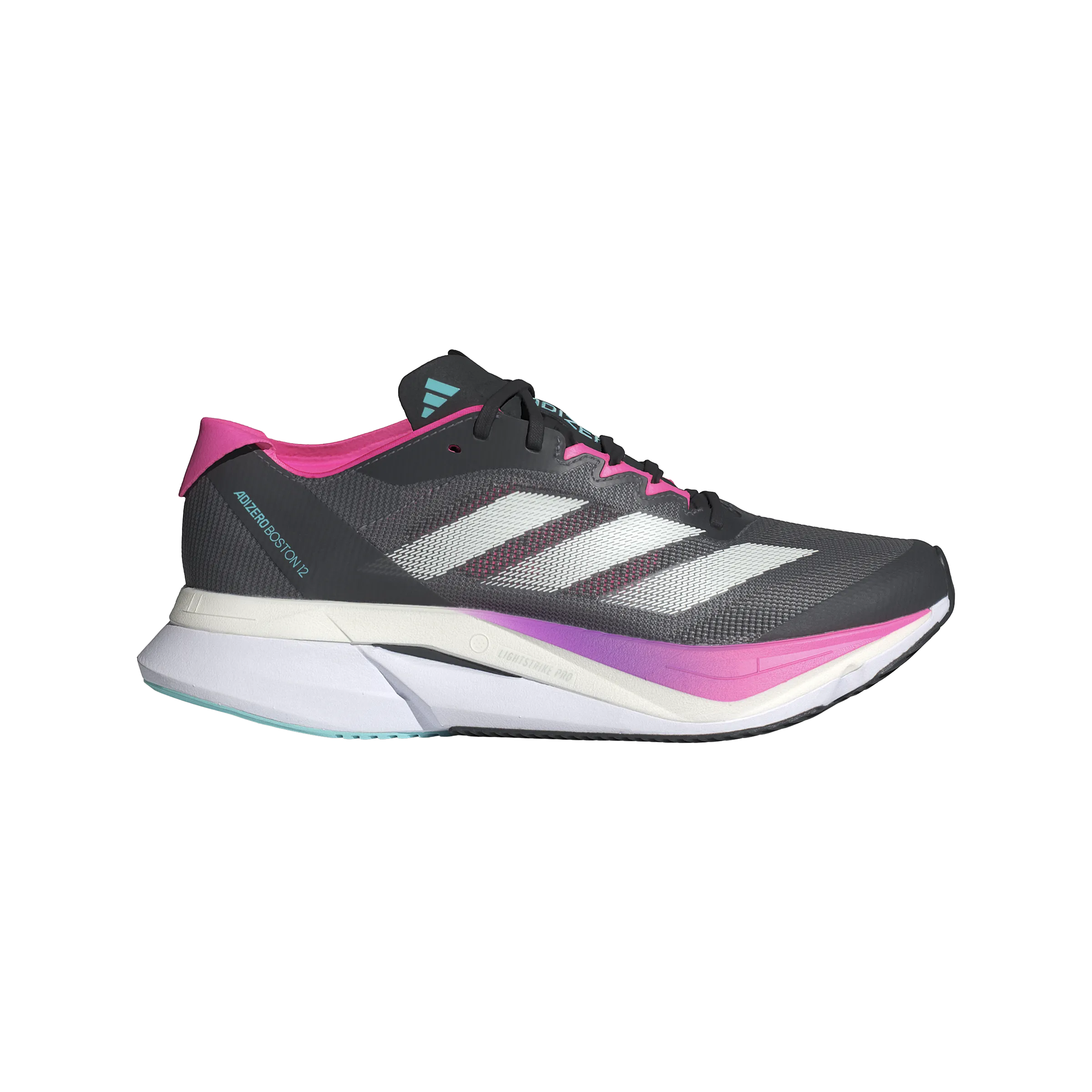 Lightweight TPU Frame fitness gear Adidas Adizero Boston 12 (Womens) - Grey Five/Crystal Jade/Lucid Pink