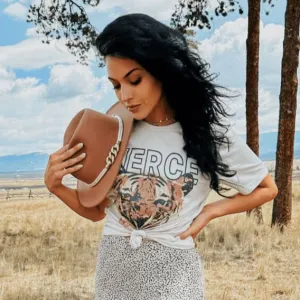 Ribbed Collar Trim Fierce Tee