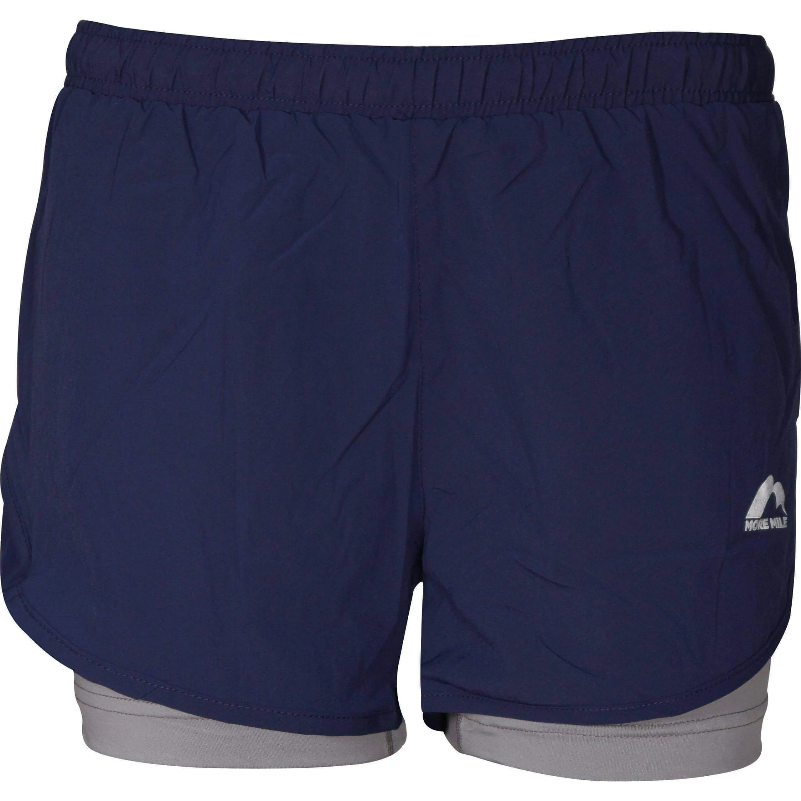 More Mile Conquer 2 in 1 Womens Running Shorts - Navy Slimming Effect