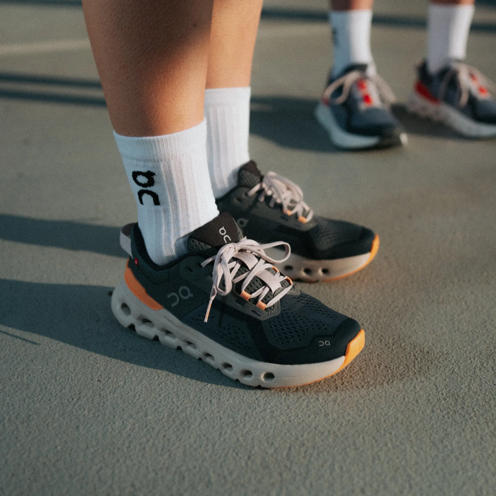 running with a gum rubber outsole workout shoe accessories Women's Cloudcore 2 Running Shoes Stone / Tangerine