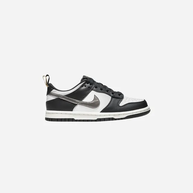 Nike Dunk Low Black White Metallic GS Flexible Use Relax Vibe