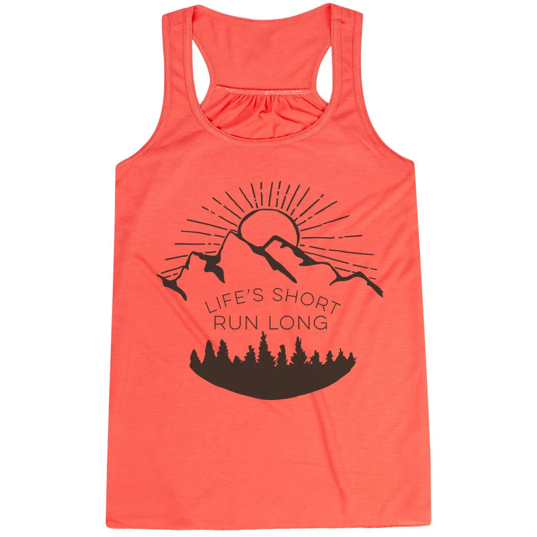 Bound Edges Flowy Racerback Tank Top - Life's Short Run Long (Mountains)