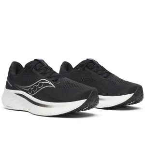 workout running wear Pressure Distribution Outsole Women's Ride 18 Wide Fit Running Shoes Black / White
