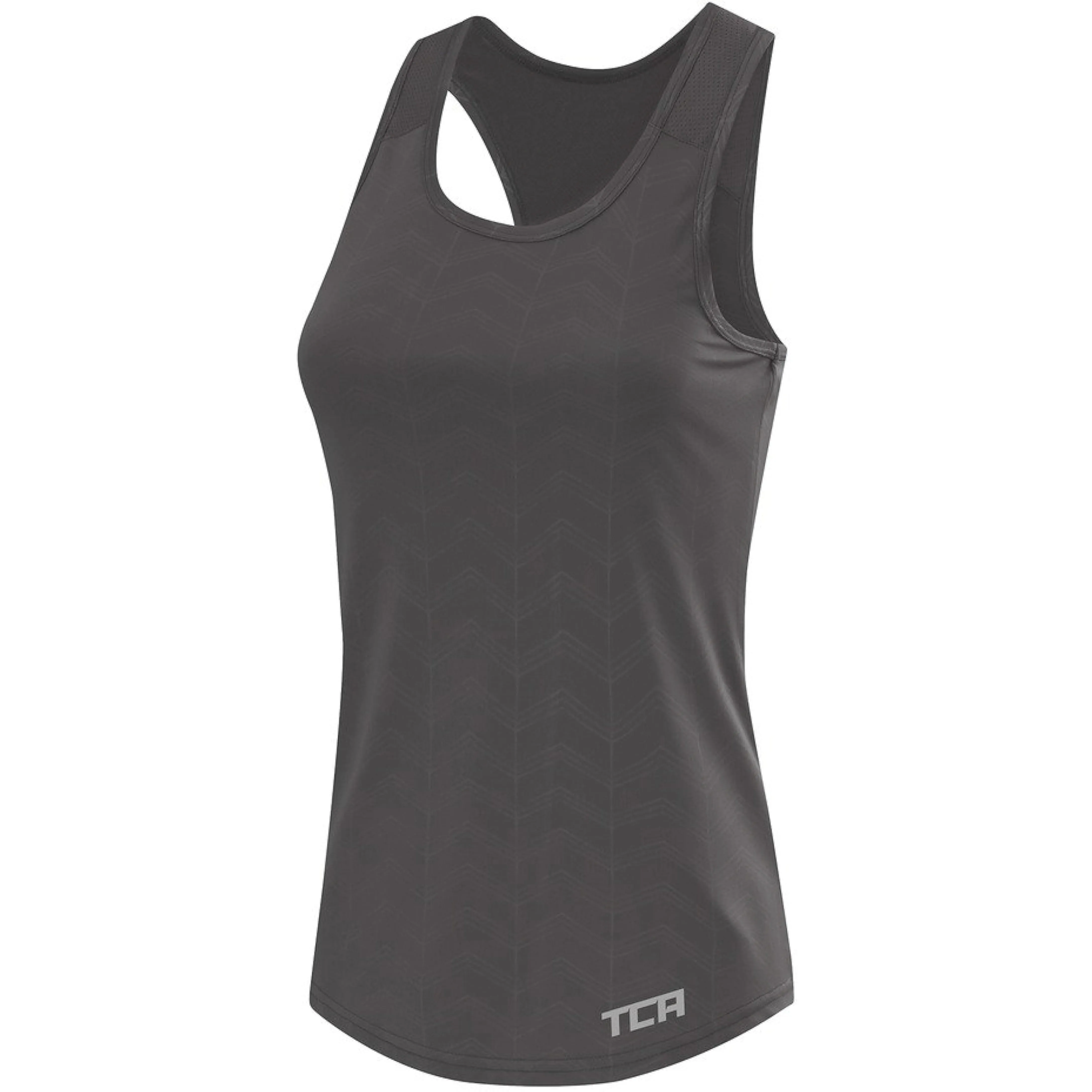 TCA Impulse Printed Racerback Womens Running Vest Tank Top - Grey mid range market users ShockAbsorbing Core