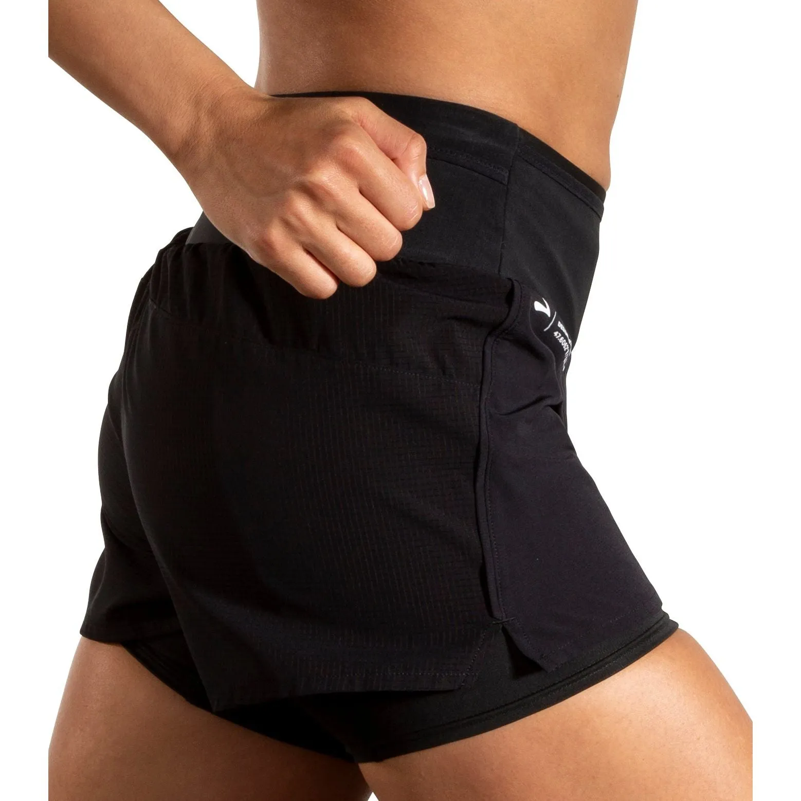 High Durability Weave Brooks 3 Inch High Point 2.0 2 In 1 Womens Running Shorts - Black
