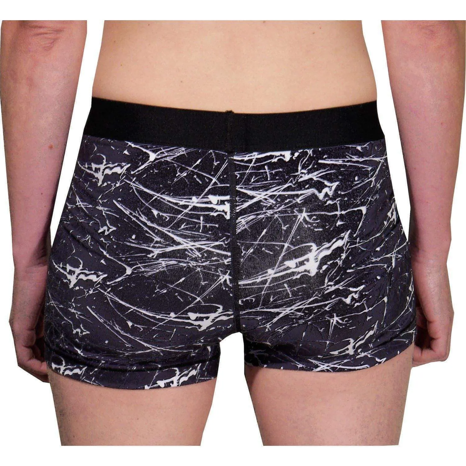 Slimming Effect Comfort Waist More Mile Go For It Printed Womens Short Running Tights - Black