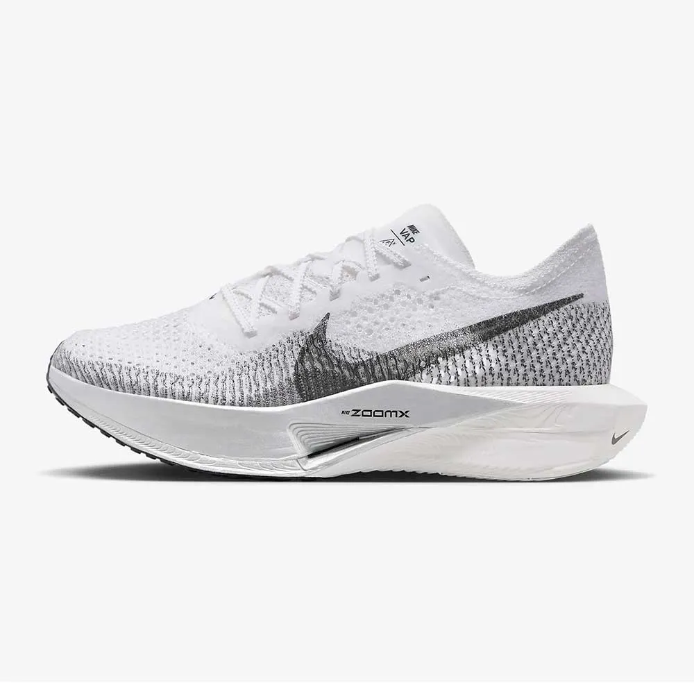 Foot Hugging Fit Women's Nike ZoomX Vaporfly Next% 3 Running Shoe- White/Dark Smoke Grey/Particle Grey- Regular (B)