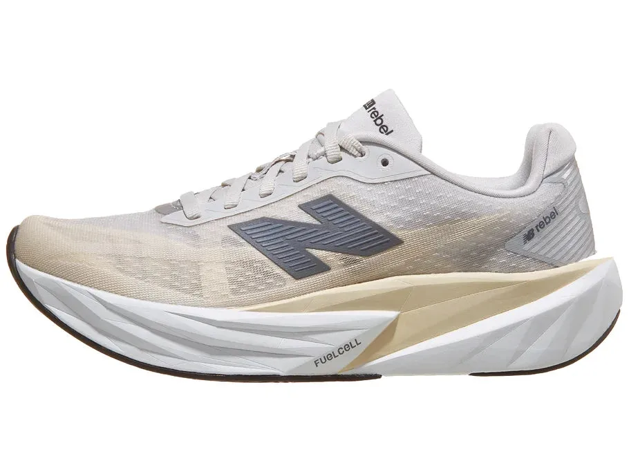 running in the humidity shoes Ground Feel Technology New Balance | FuelCell Rebel v5 | Women's | Linen/Grey Matter/White