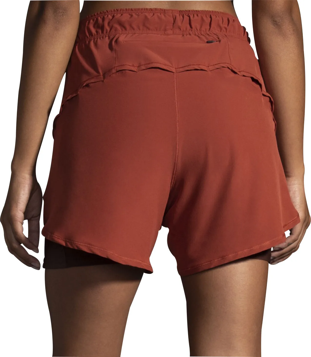 Brooks Chaser 5 Inch 2 In 1 Womens Running Shorts - Red Tear Resistant Weave Reflective accents