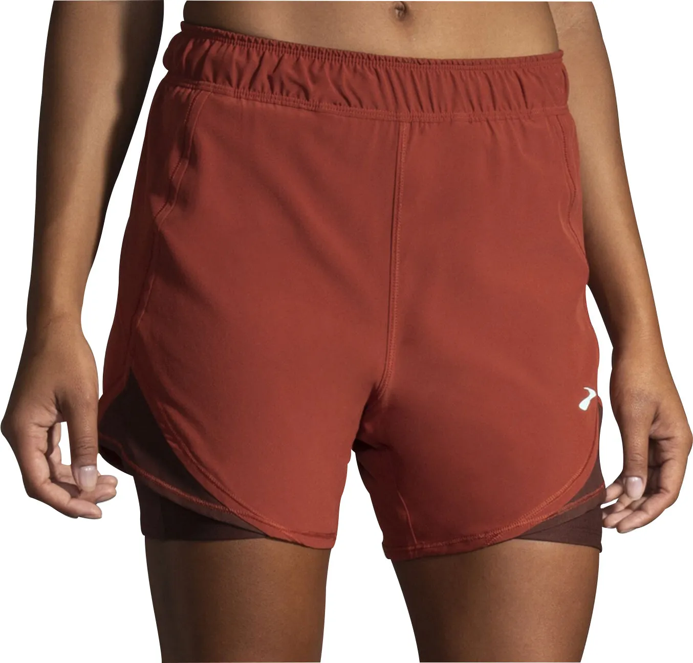 Stretch Design Airflow channels Brooks Chaser 5 Inch 2 In 1 Womens Running Shorts - Red