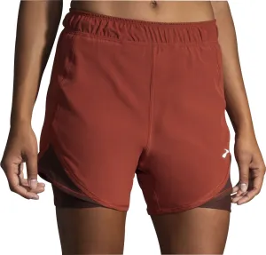 Stretch Design Airflow channels Brooks Chaser 5 Inch 2 In 1 Womens Running Shorts - Red