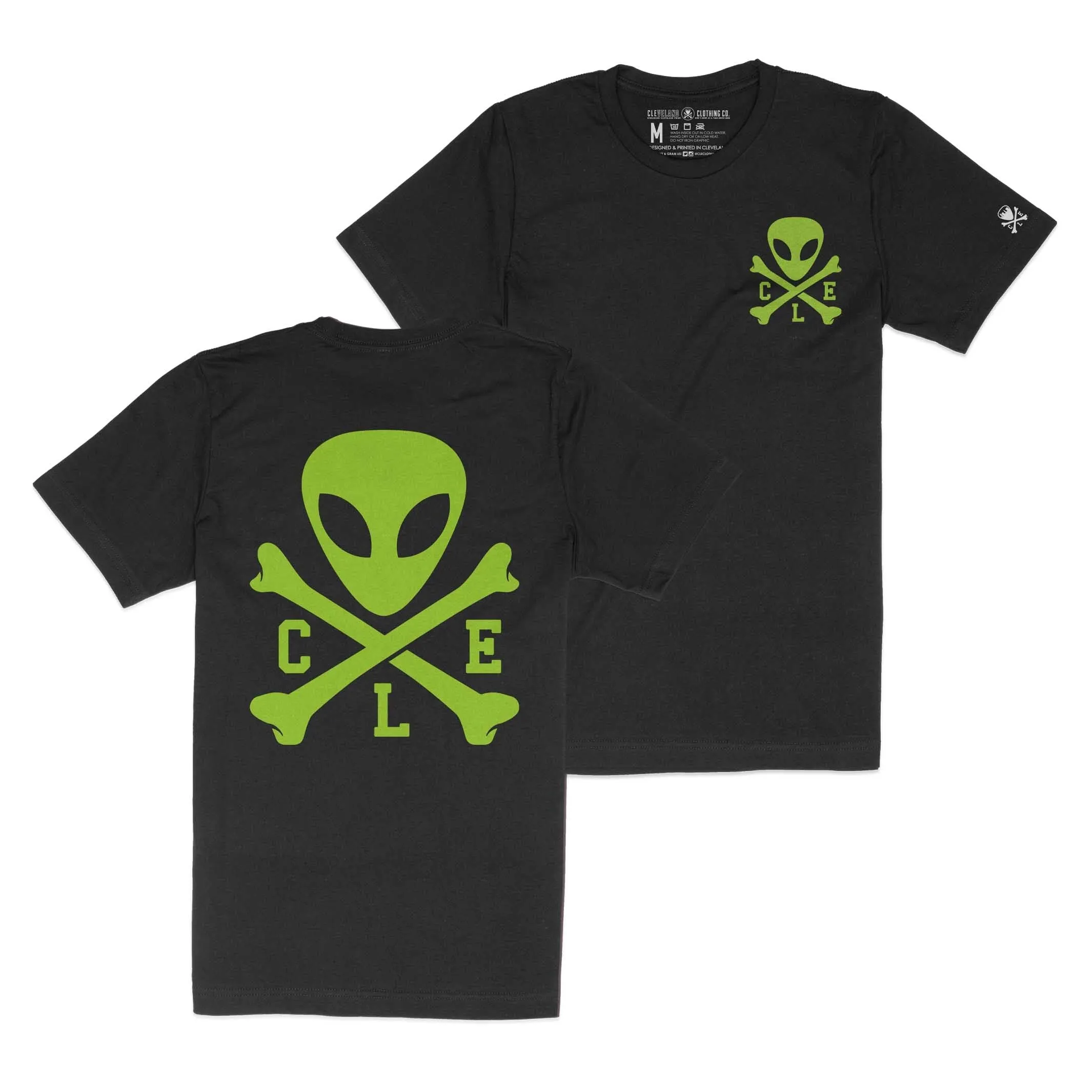 Performance Comfort CLE Logo Alien Mens/Unisex Crew T-Shirt - Glow In The Dark