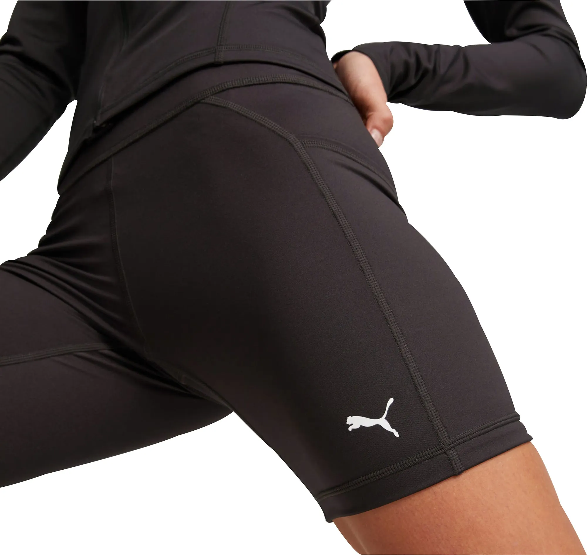 vacation look Wrinkle Free Fabric Puma Fit 5 Inch Womens Short Training Tights - Black