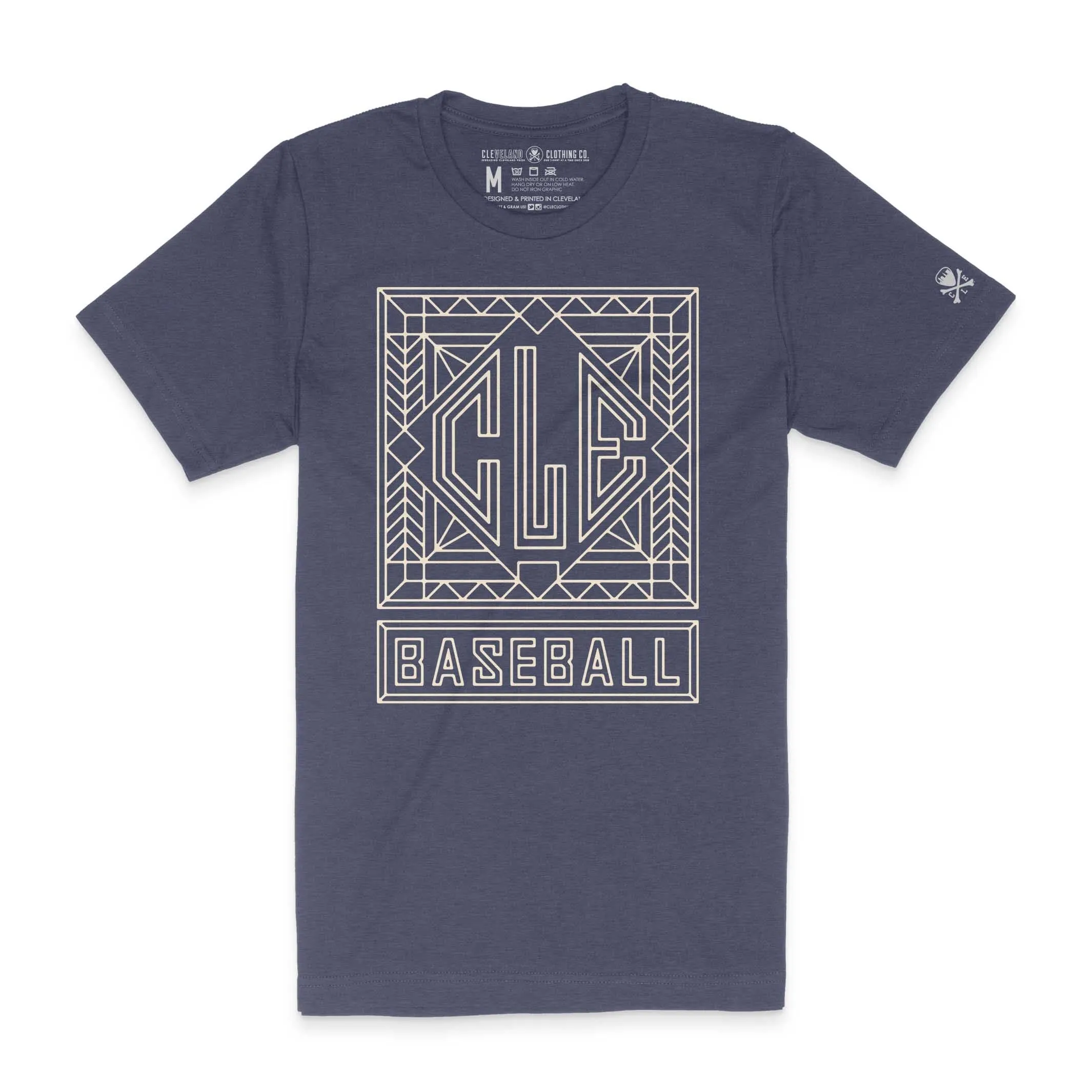 CLE Baseball Art Deco - Mens/Unisex Crew T-Shirt Relaxed Outfit